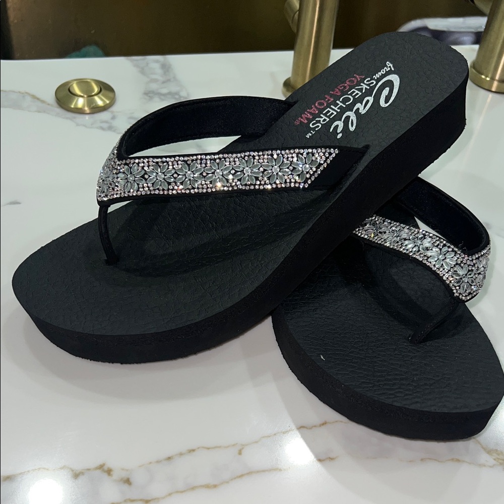 Skechers Black Rhinestone Sandals